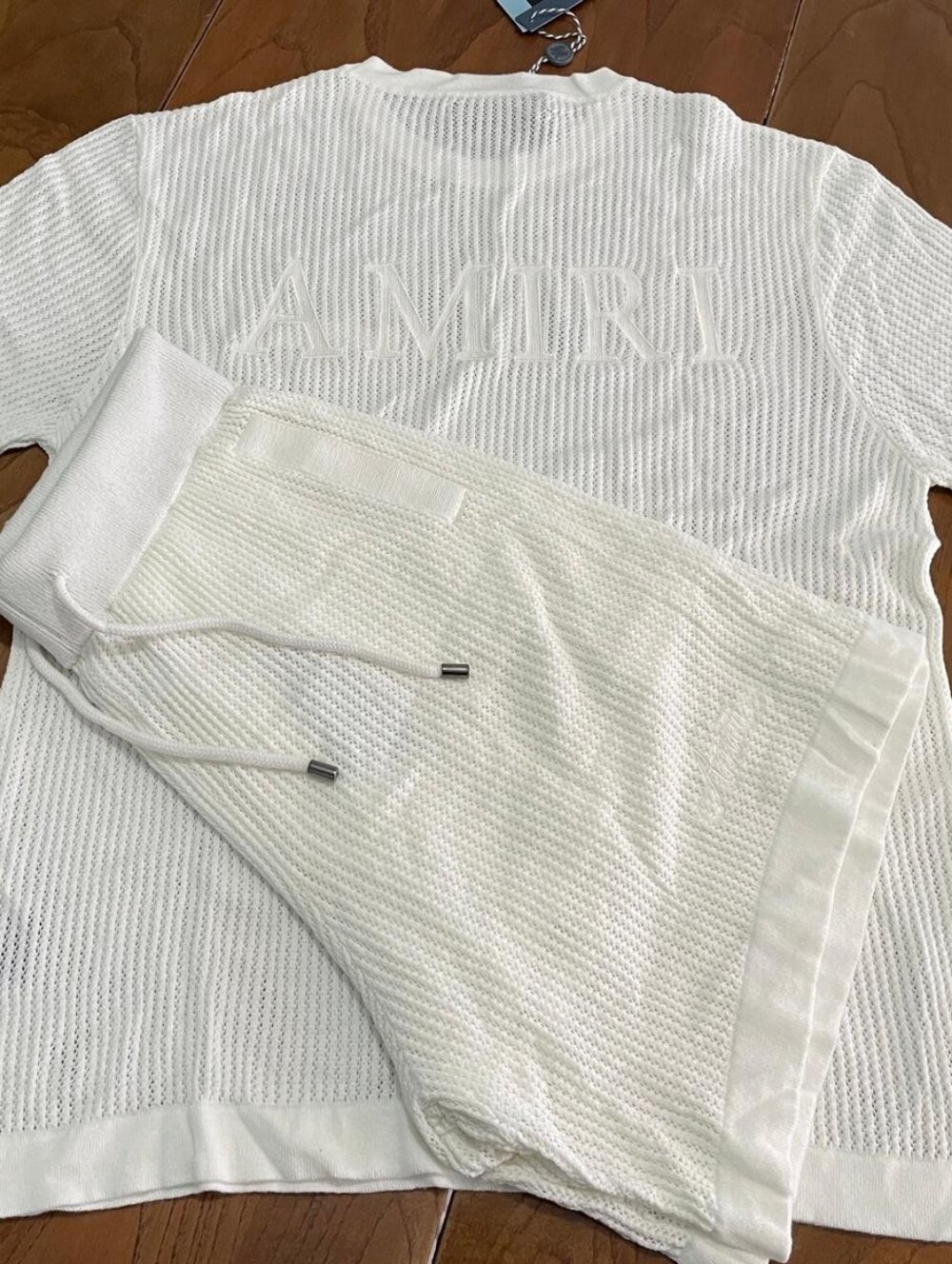 AMIRI Men's White Cotton Knit T-Shirt & Shorts Set- Size L - Picture 6 of 12